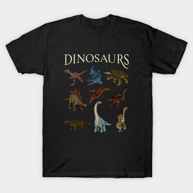 Various dinosaur species T-Shirt by Modern Medieval Design